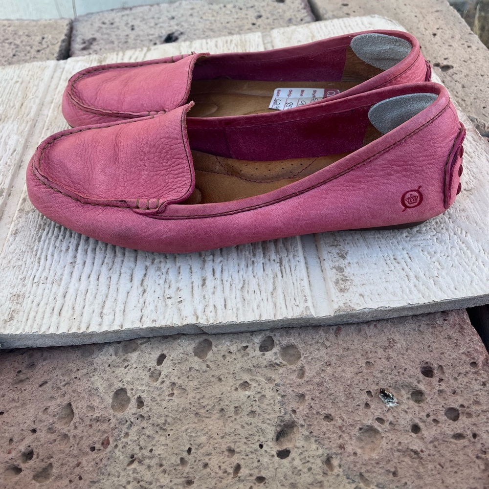 Born Pink Leather Driving Loafers 9.5
